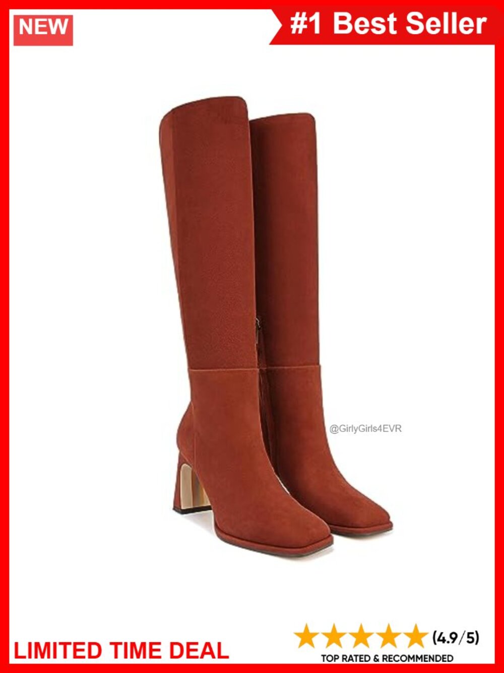 Sam Edelman Issabel Knee-High Boots Leather Block Heel Square Toe